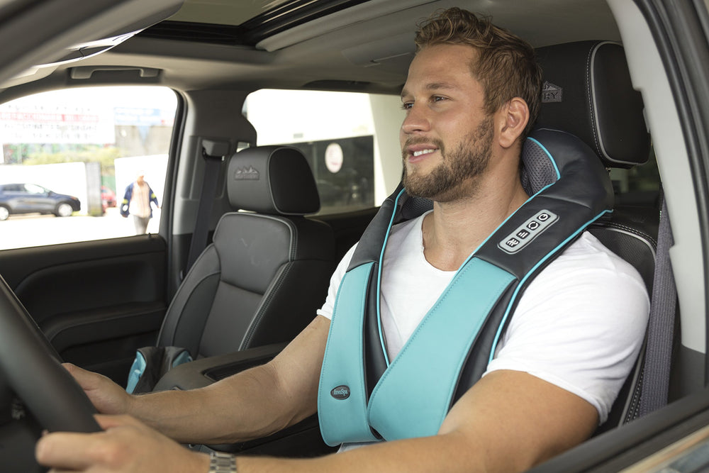 InvoSpa massager car charger setup for on-the-go sessions.