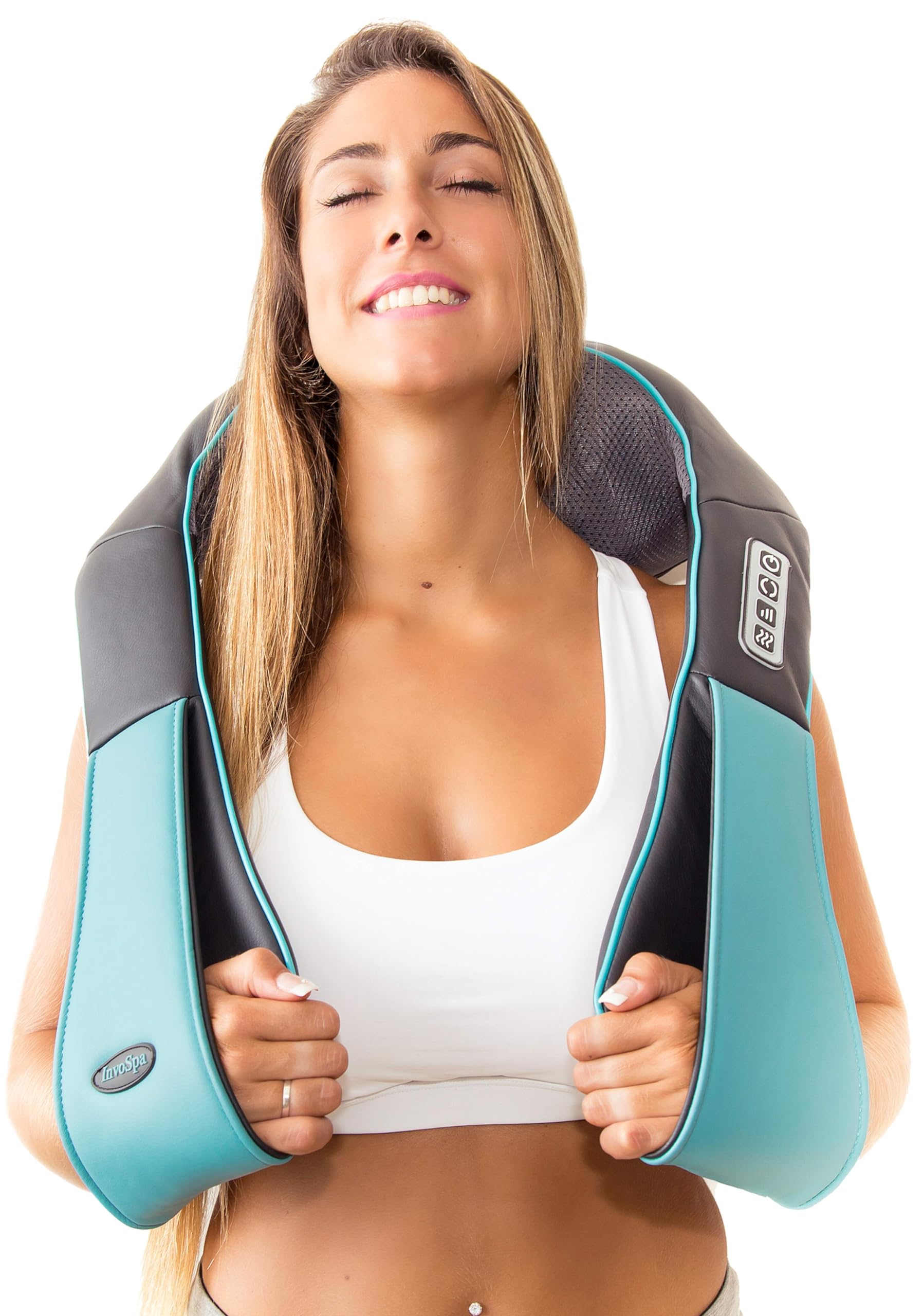 InvoSpa Shiatsu neck and back massager with heat front view for targeted relief.