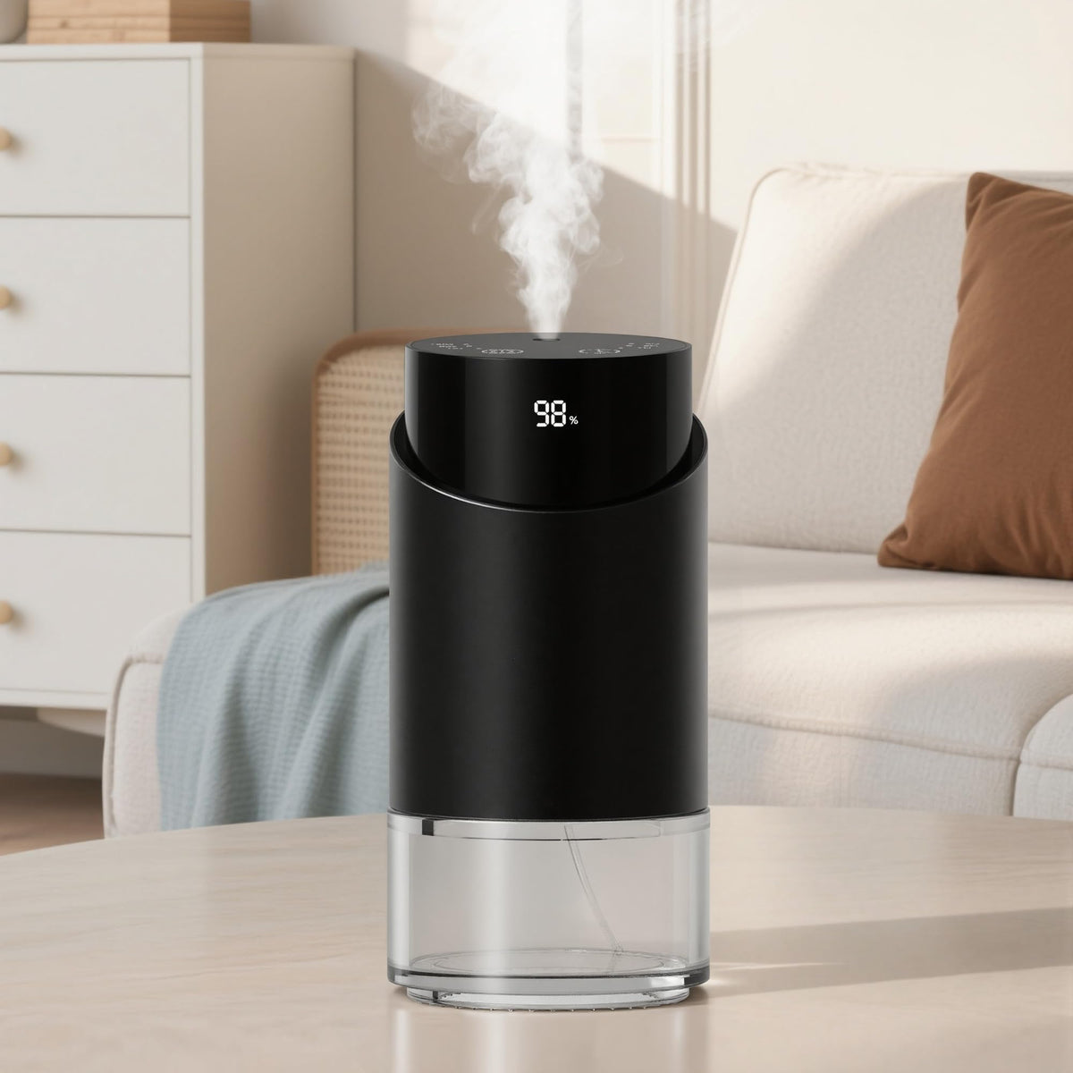 INXDOLHOM waterless diffuser with cylindrical metal body for a refined home ambiance.