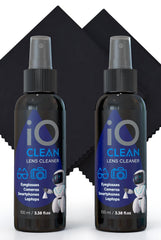 iO CLEAN bottle pour closeup showing precise spray for streak-free cleaning