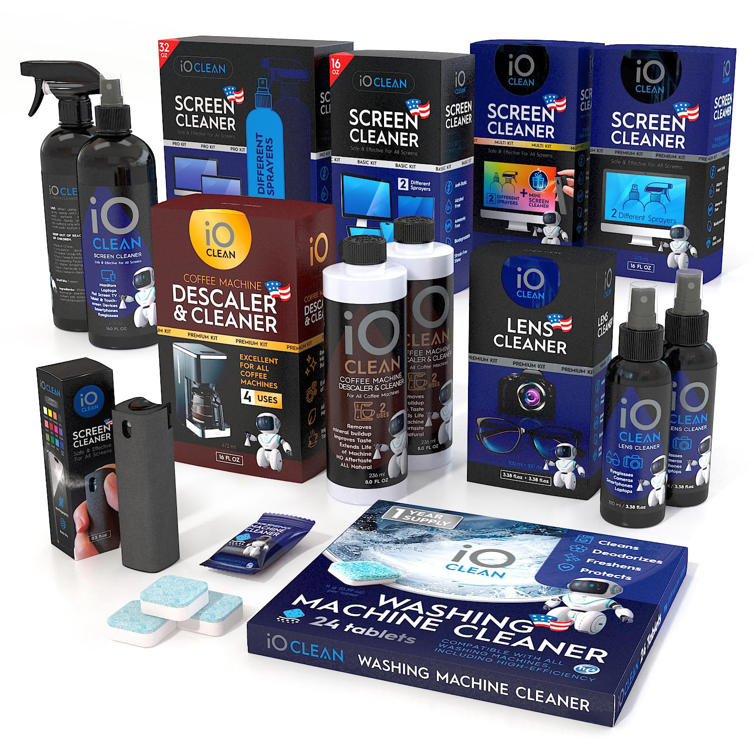 iO CLEAN kit packaging emphasizes eco-friendly, non-toxic formula for safe use