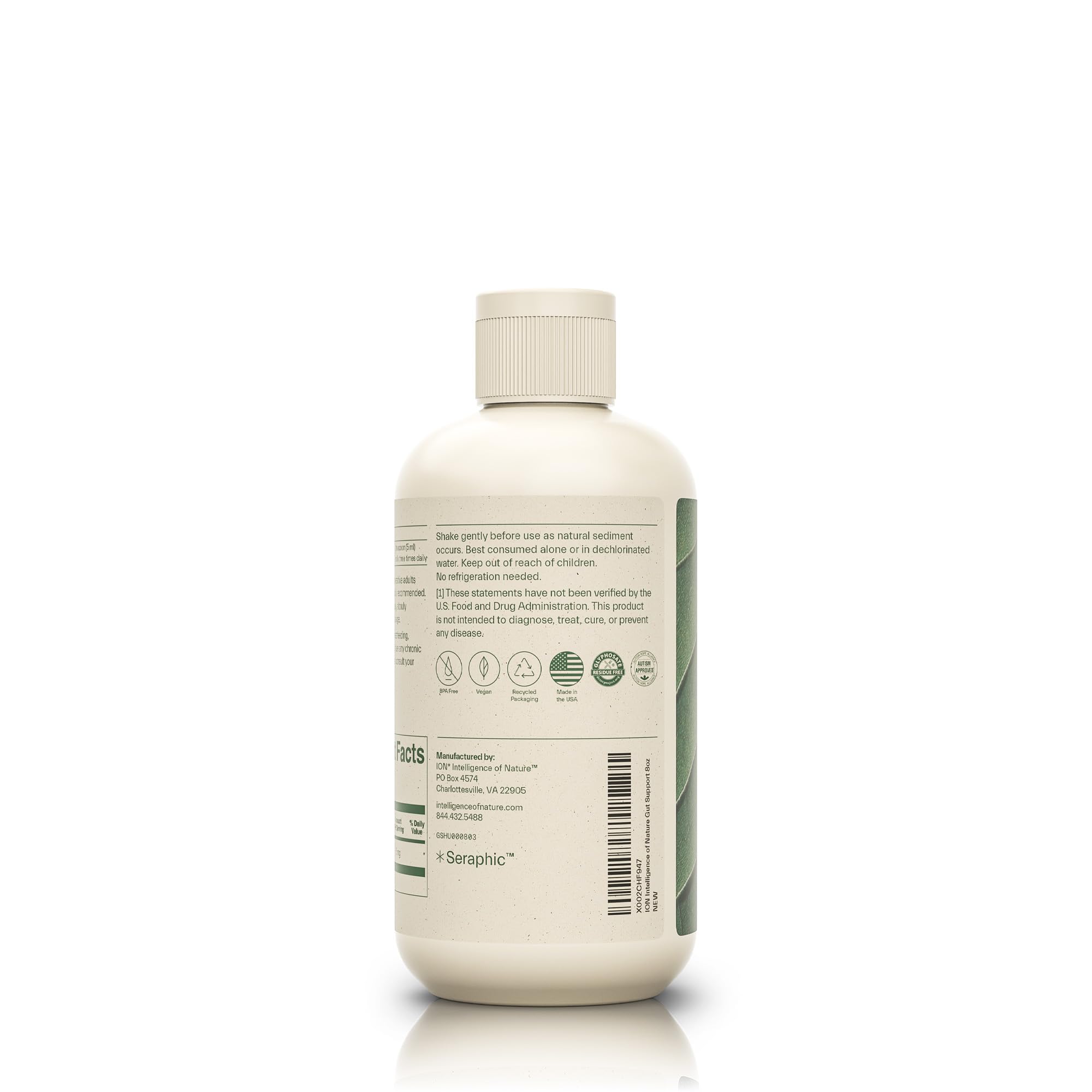 Dropper cap of ION* Gut Support bottle ready for dosing