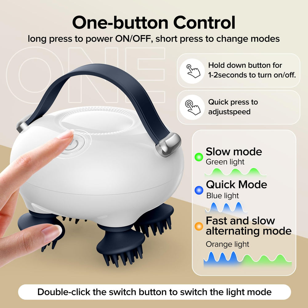 IOOKNA scalp massager showing 3 adjustable speeds for personalized sessions