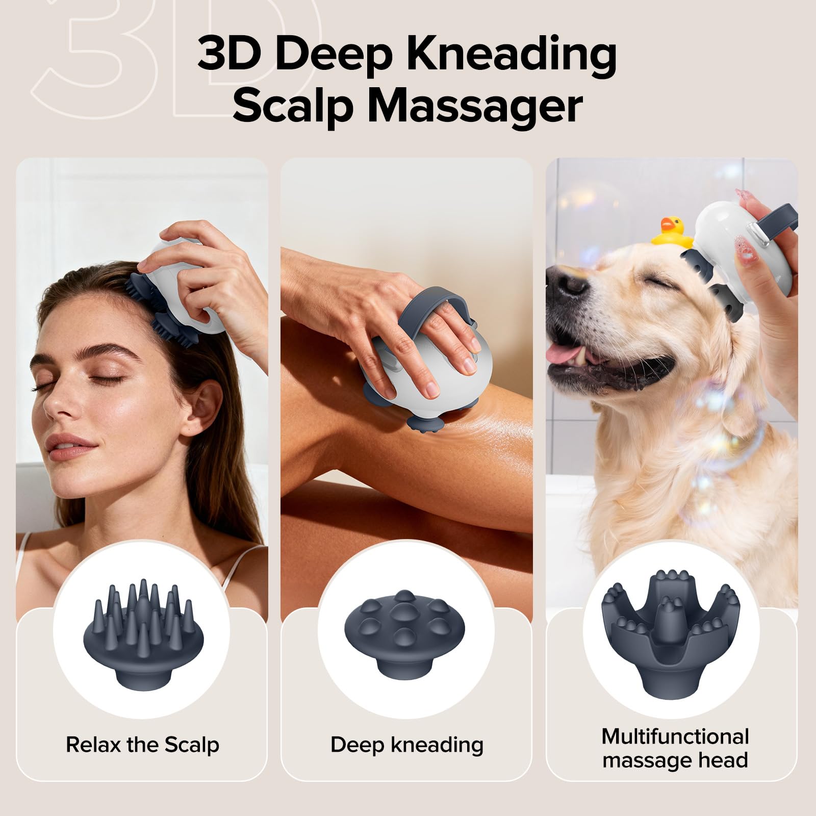 IOOKNA waterproof-friendly massager for wet and dry scalp use