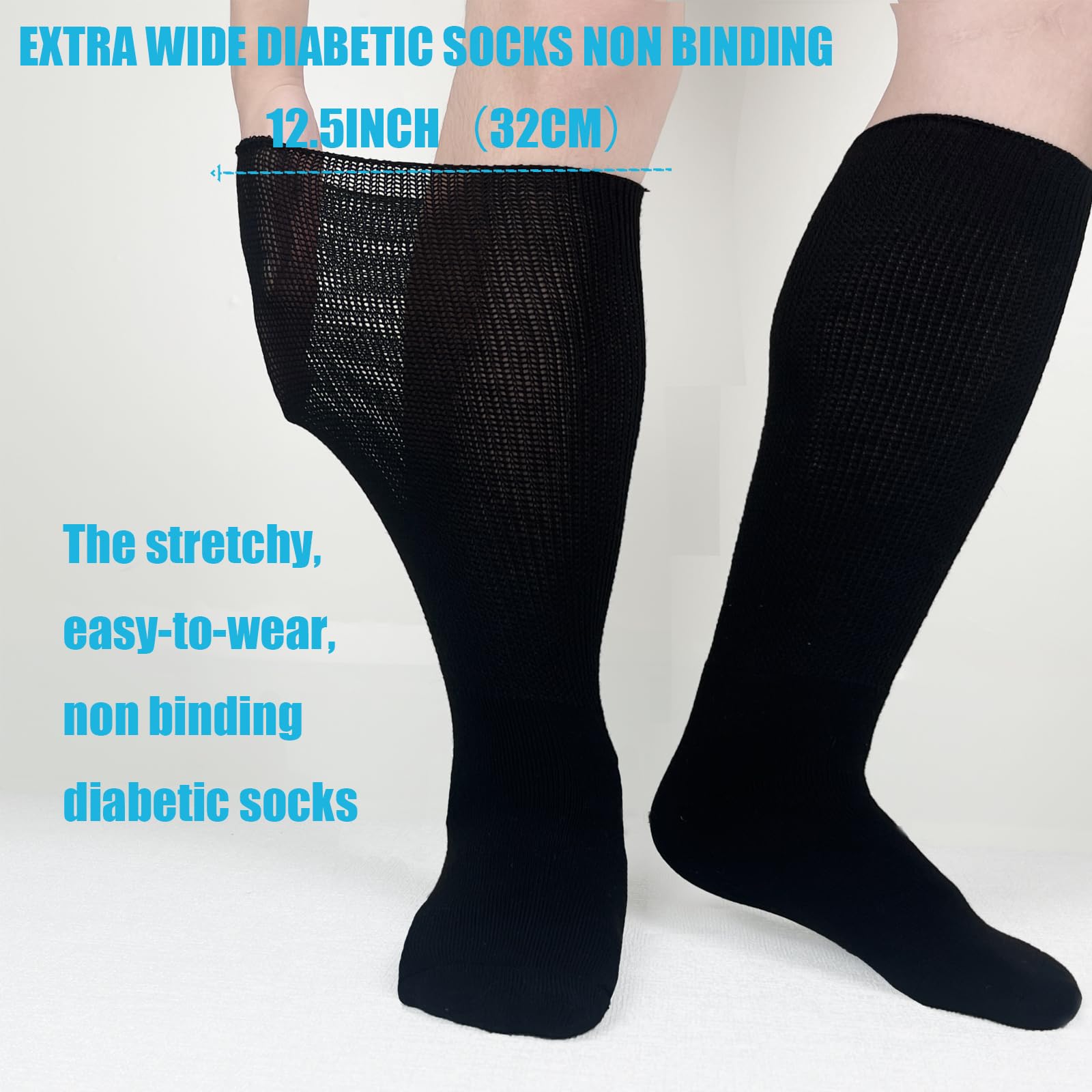 Ioryzek wide-calf diabetic socks for effortless donning and comfortable support.