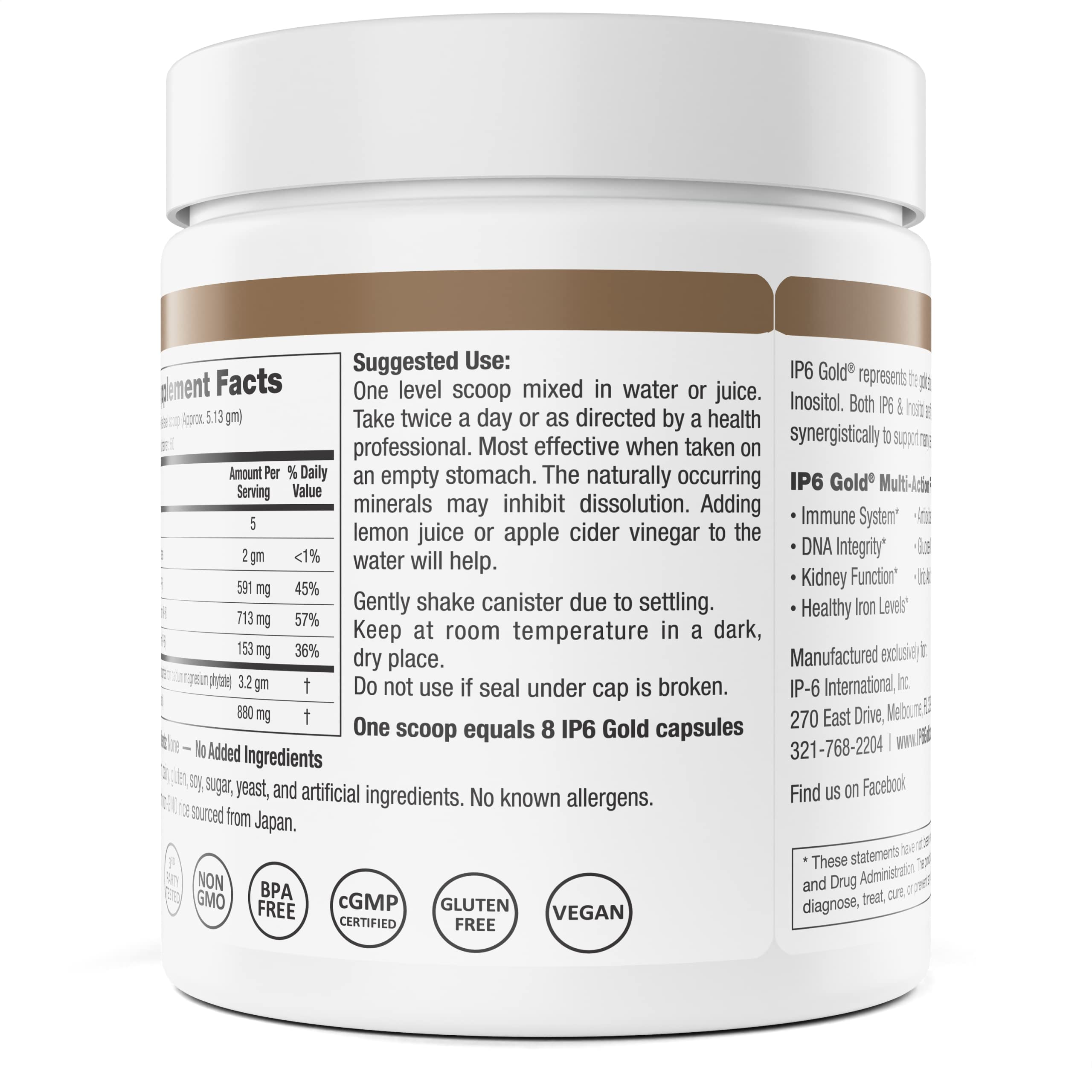 IP6 Gold non-GMO verification seal on packaging ensures trust.