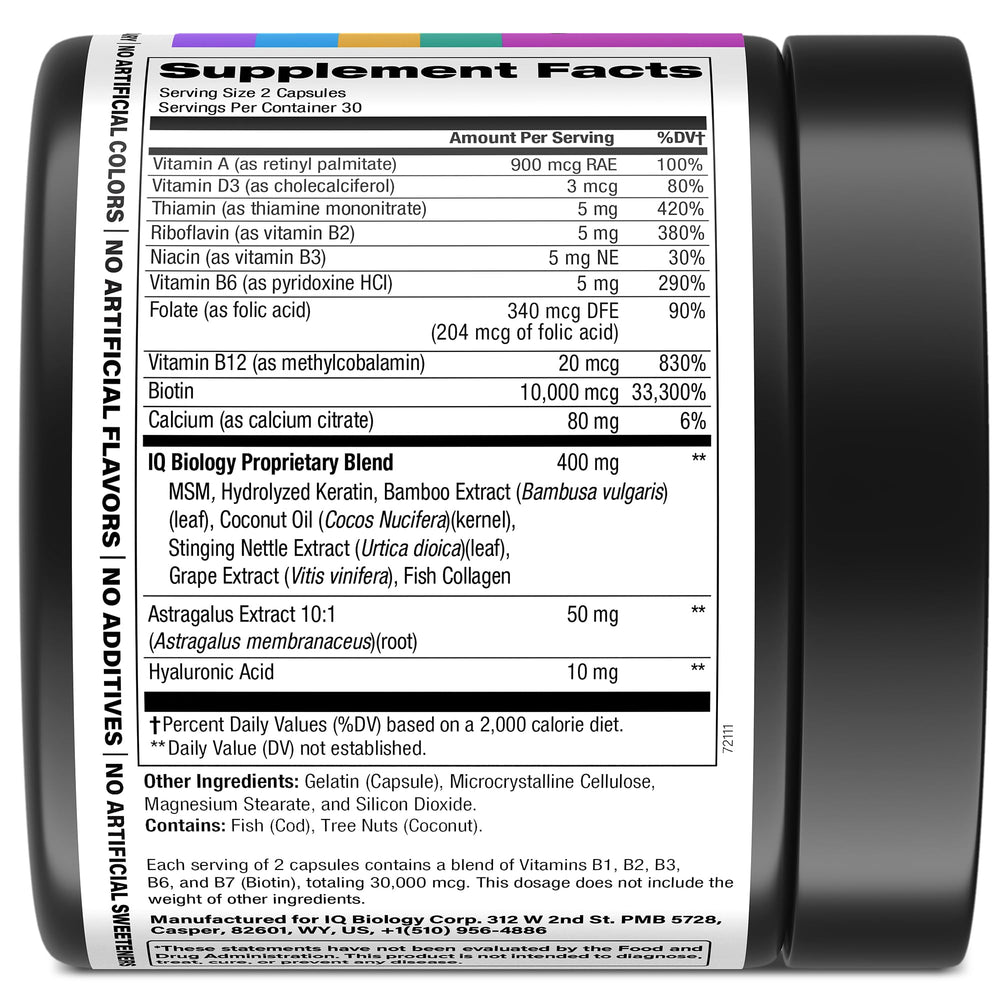 IQ BIOLOGY doctor-formulated USA label on box.