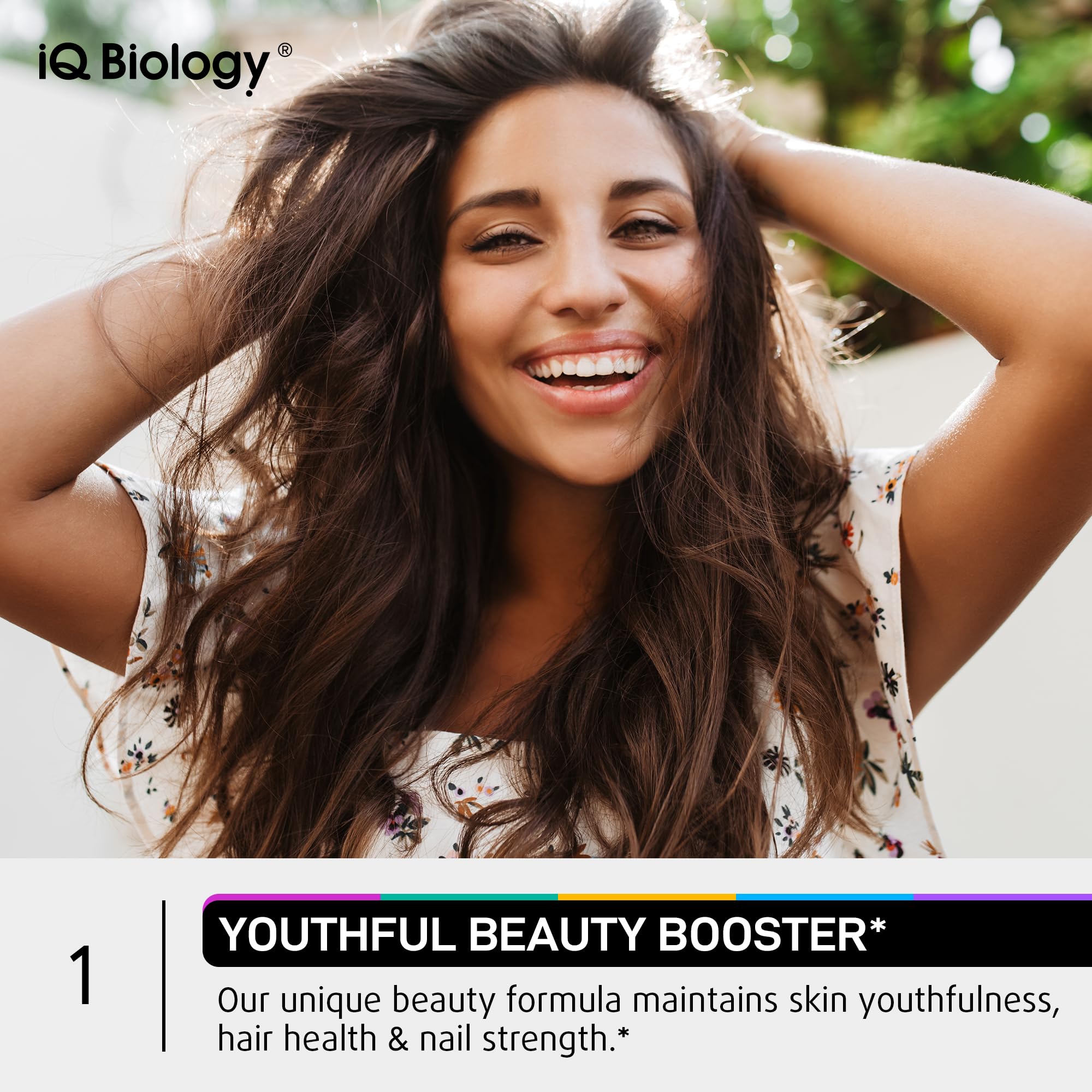 IQ BIOLOGY hair thickening strand close-up shows shine.