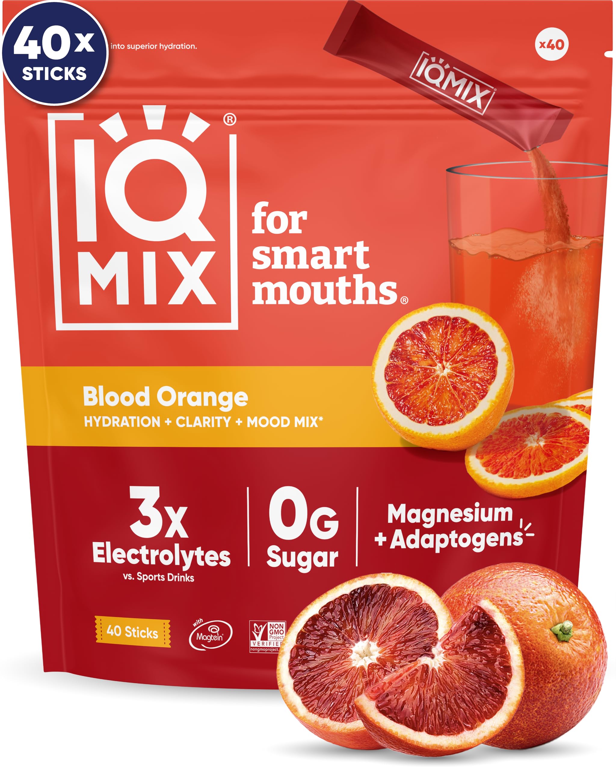 IQBAR IQMIX Blood Orange packet delivers refreshing hydration and quick focus.