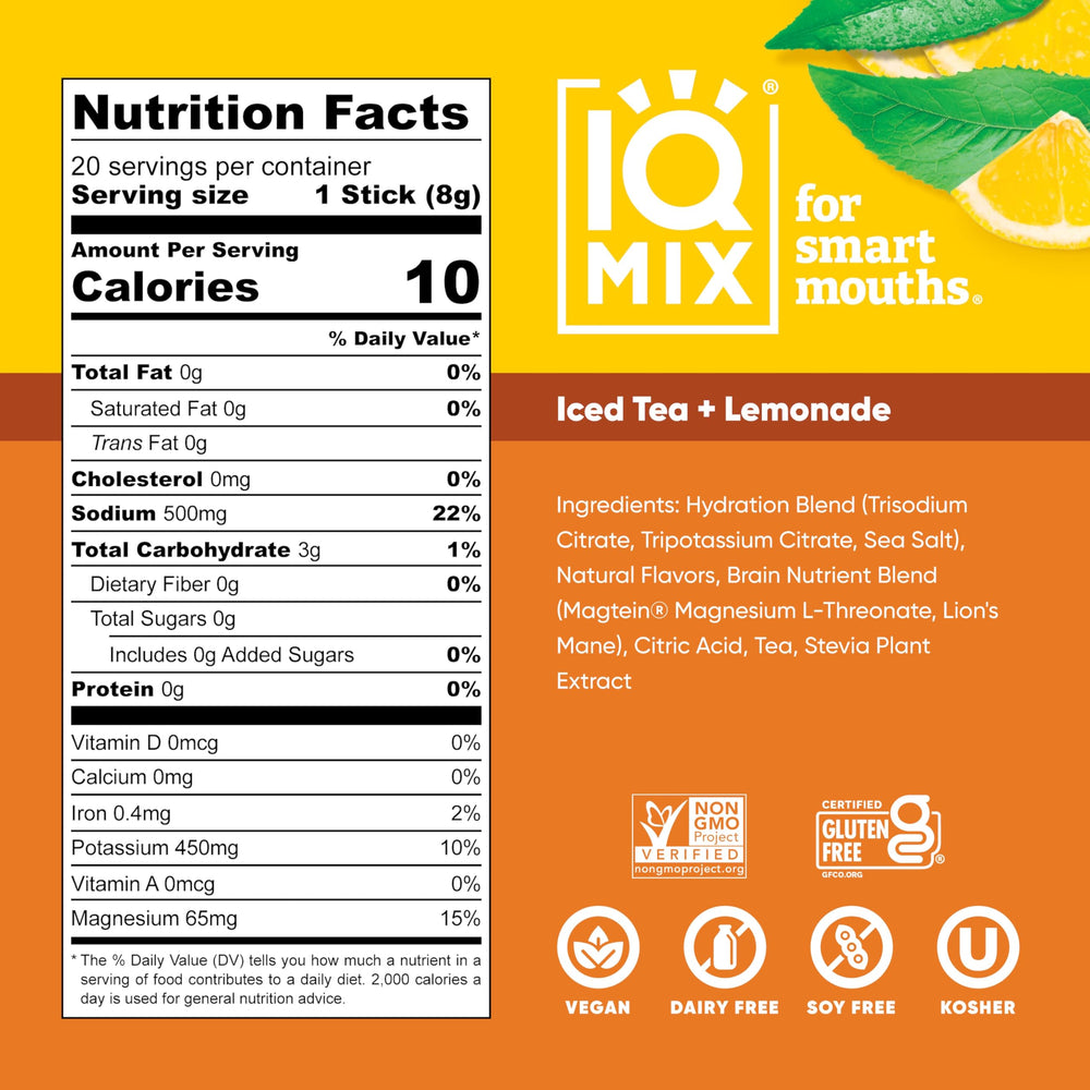 IQMIX with Lion’s Mane symbol suggesting brain support and clarity.