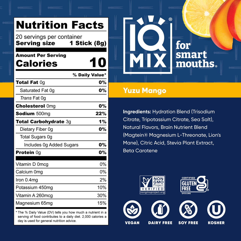IQMIX x Chef Keller packaging highlighting 4-in-1 formula for travel.