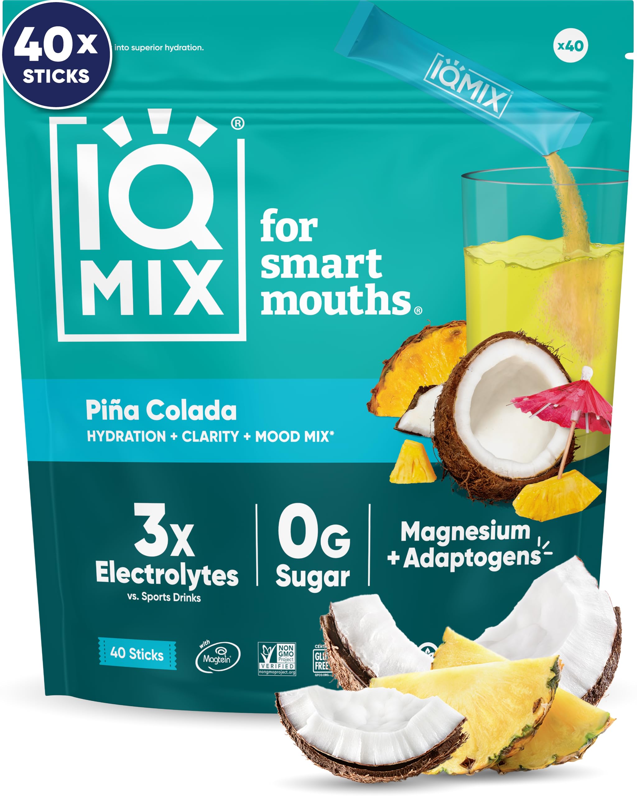 IQMIX hydration packet ready for on-the-go hydration and focus.