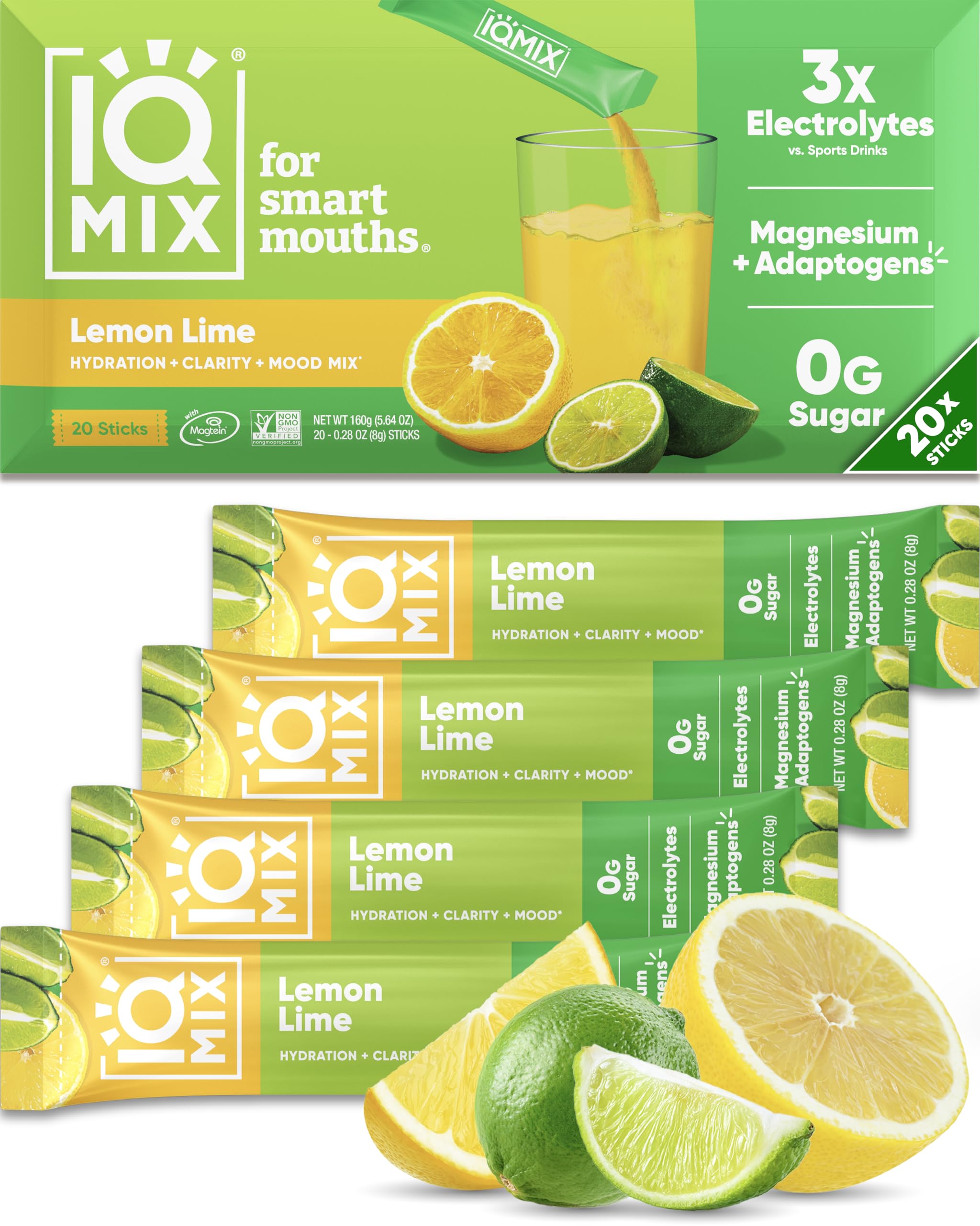 IQMIX lemon lime stick for quick, sugar-free hydration and focus