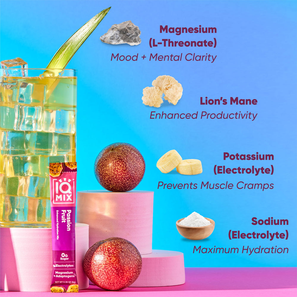 IQMIX Lion’s Mane focus image highlights brain-friendly ingredients for better concentration.