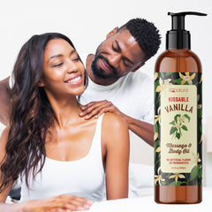 IQNATURAL vanilla-scented massage oil for a relaxing date-night ambiance