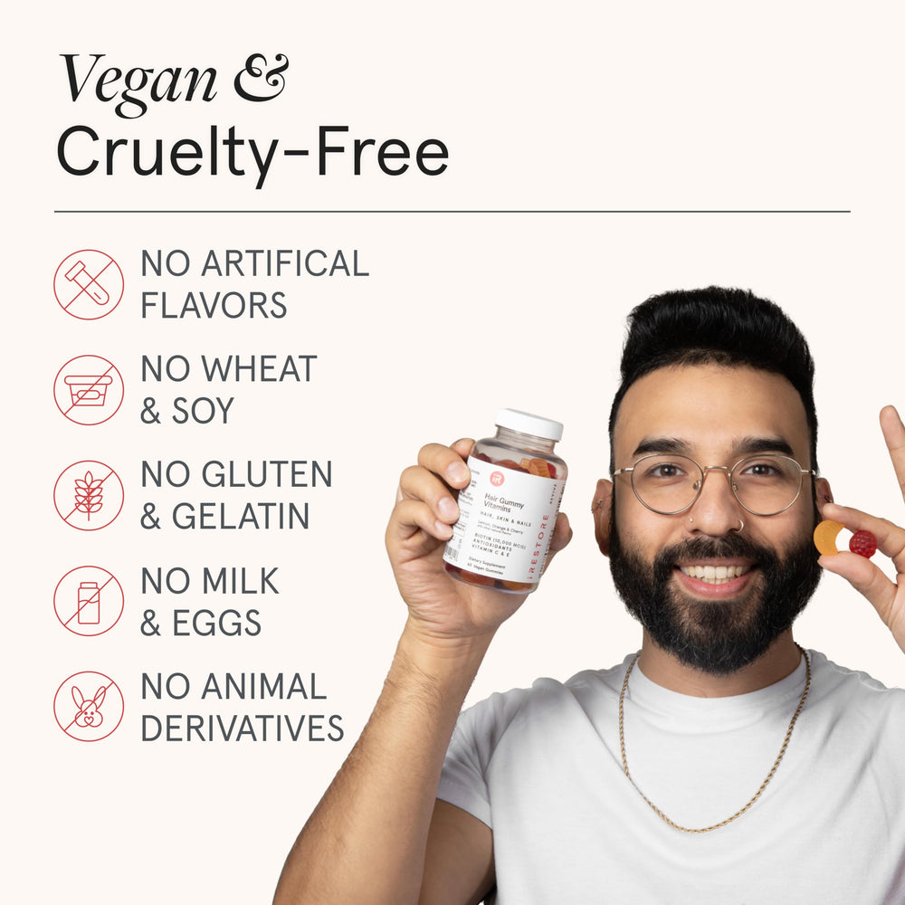 iRestore gummy pose on surface capturing vibrant colors and plant-based flavors.