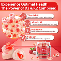 Iridesicent D3 K2 gummies magnesium glycinate, showing extra magnesium for muscle support.