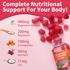 Iridesicent magnesium gummies on a desk create a calm, convenient wellness routine.