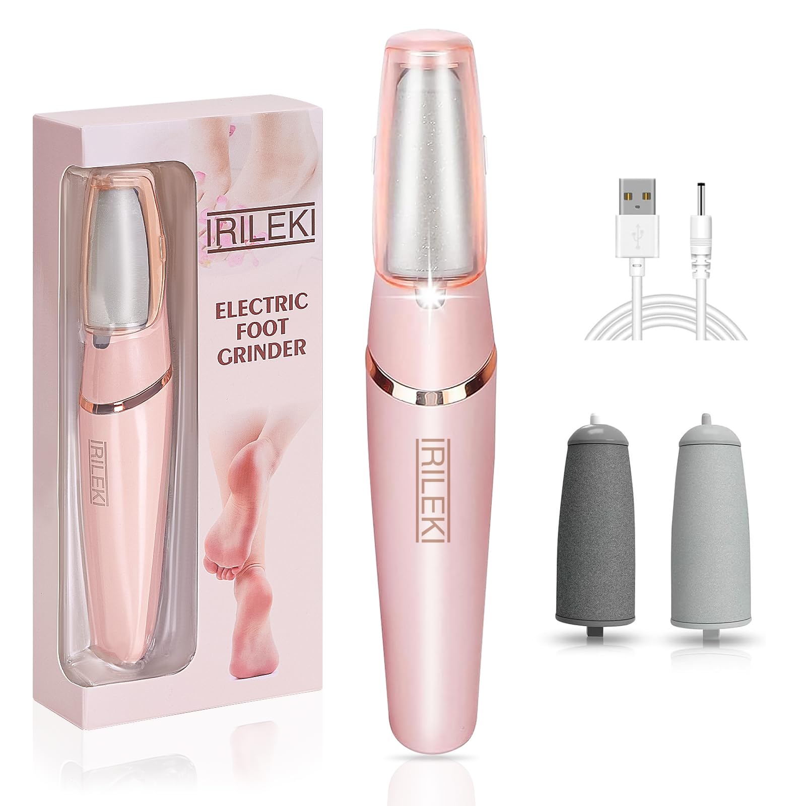 IRILEKI upgraded electric callus remover front view enhances at-home foot care routine.