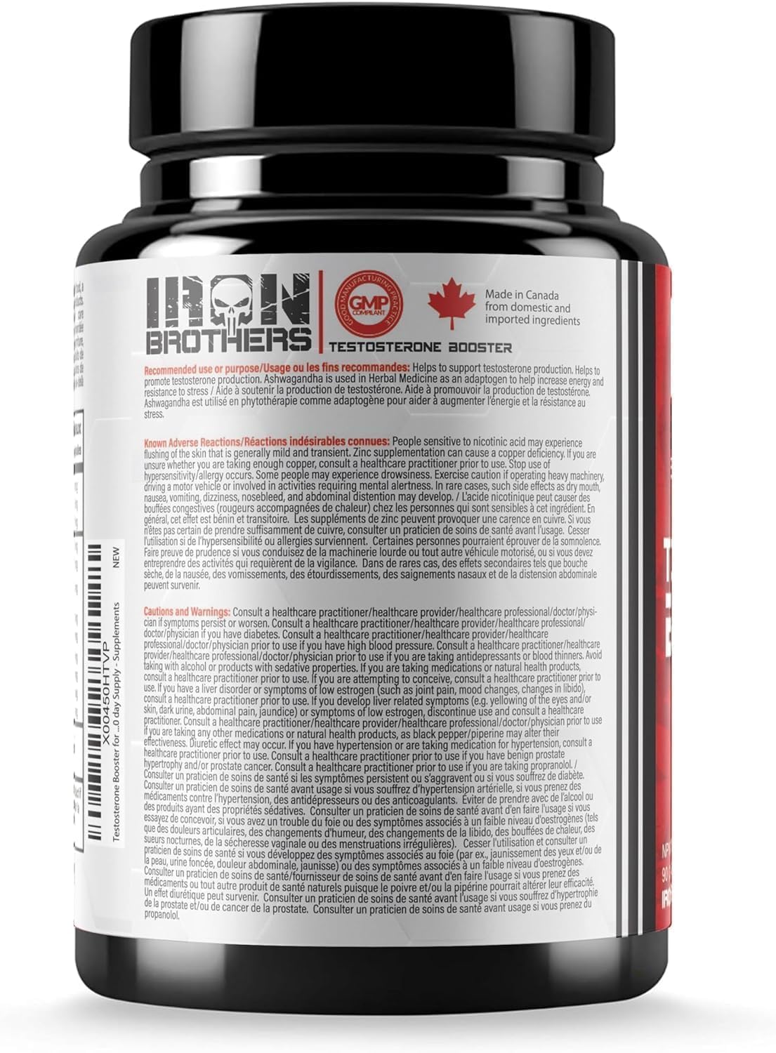 Iron Brothers fenugreek and zinc components highlighted for essential male support.