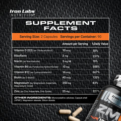 Iron Labs ZM6 bottle back label with ingredient details and safety notes