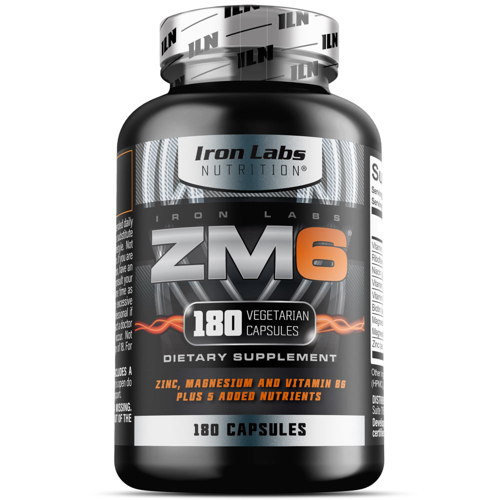 Nutrition facts for Iron Labs ZM6 zinc and magnesium blend