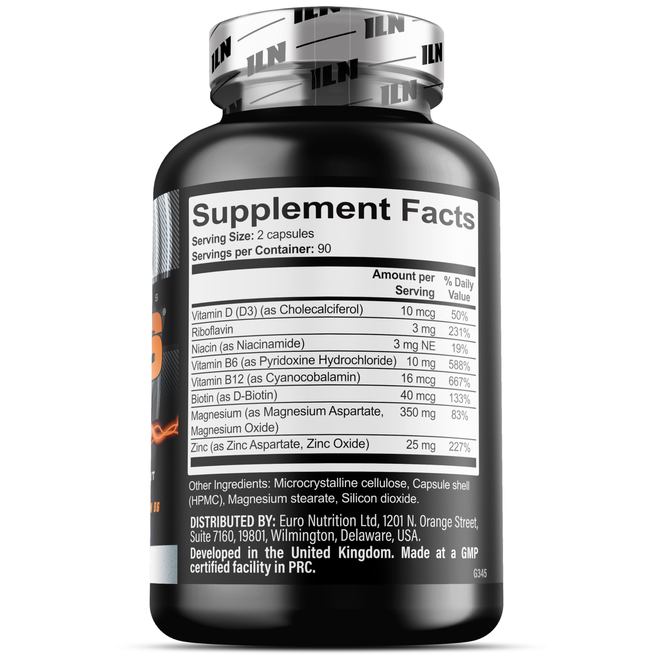 Vitamin B6 icon on Iron Labs ZM6 label for added daily support