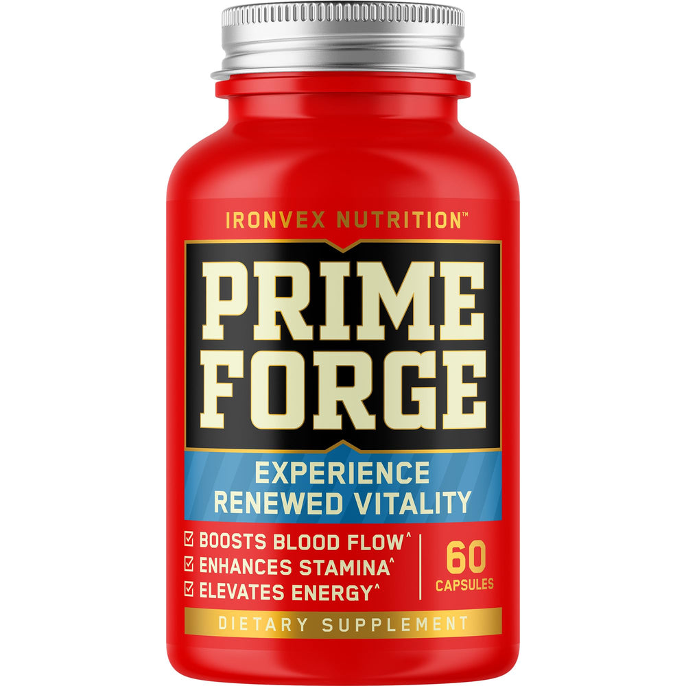 IronVex Testosterone Booster bottle front shows bold branding and energy support
