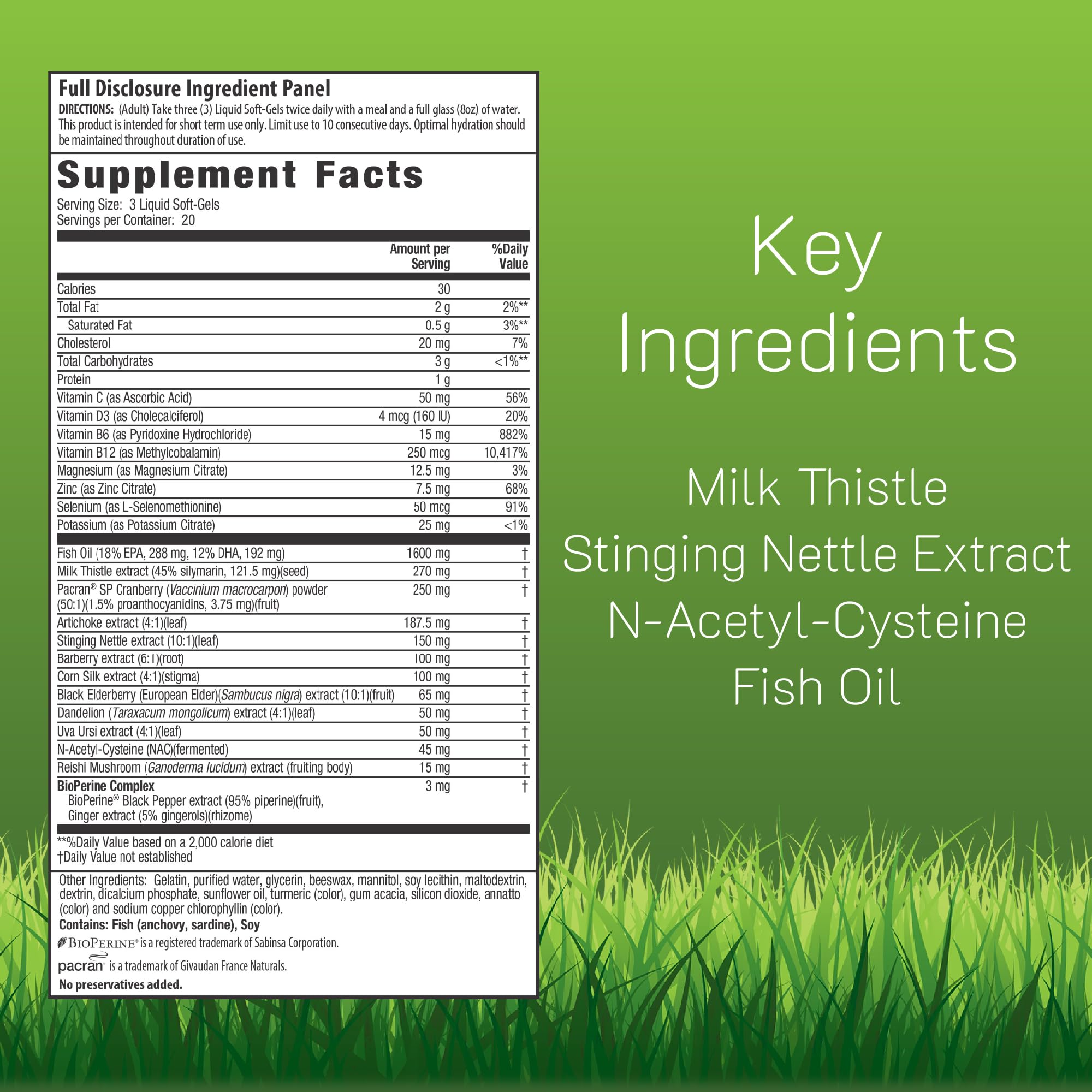 Irwin Naturals bottle side view showing 60 softgels for on-the-go wellness.