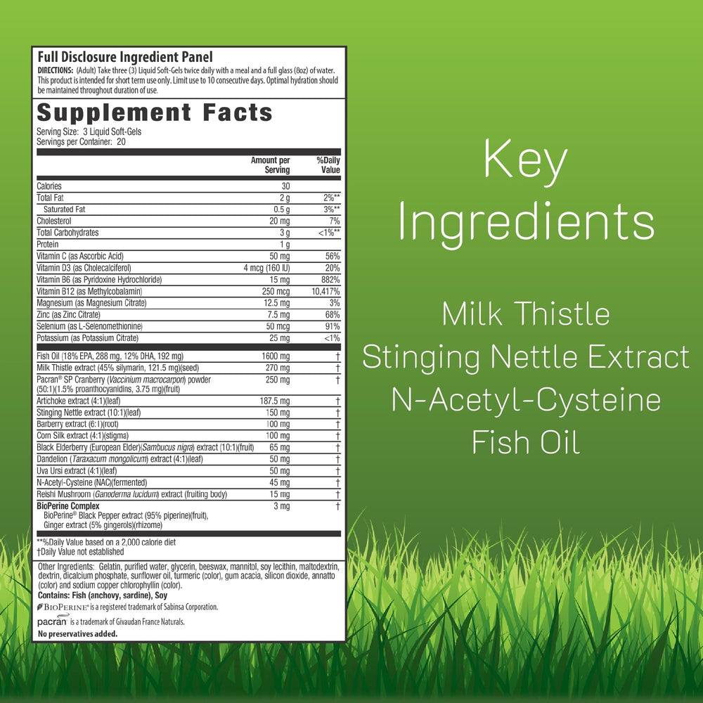 Irwin Naturals bottle side view showing 60 softgels for on-the-go wellness.