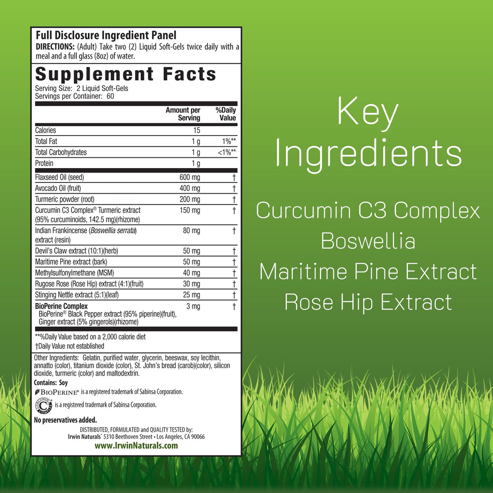 Irwin Naturals BioPerine-enhanced Softgels close-up highlighting faster absorption and convenient daily capsules.