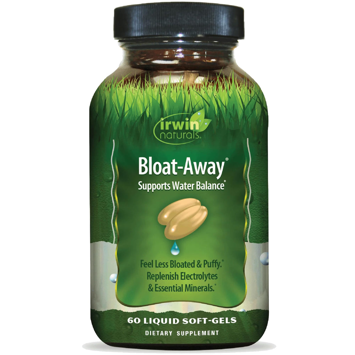 Irwin Naturals Bloat-Away bottle front showing hydration balance support