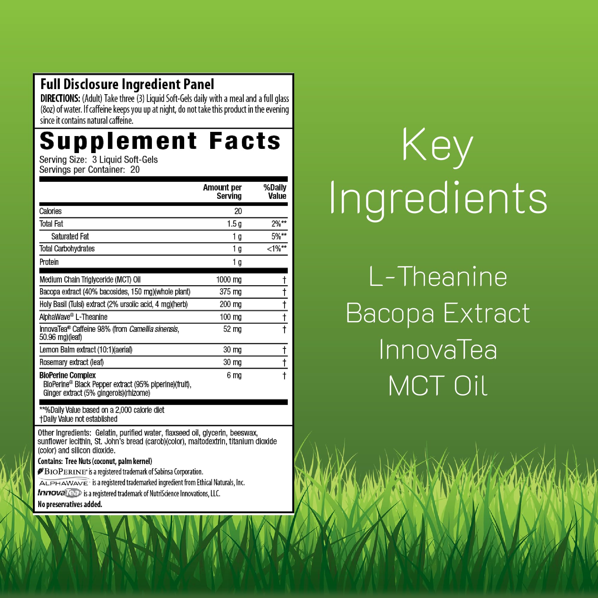 Irwin Naturals Brain Awake softgels offer a smooth, easy-to-take cognitive boost.