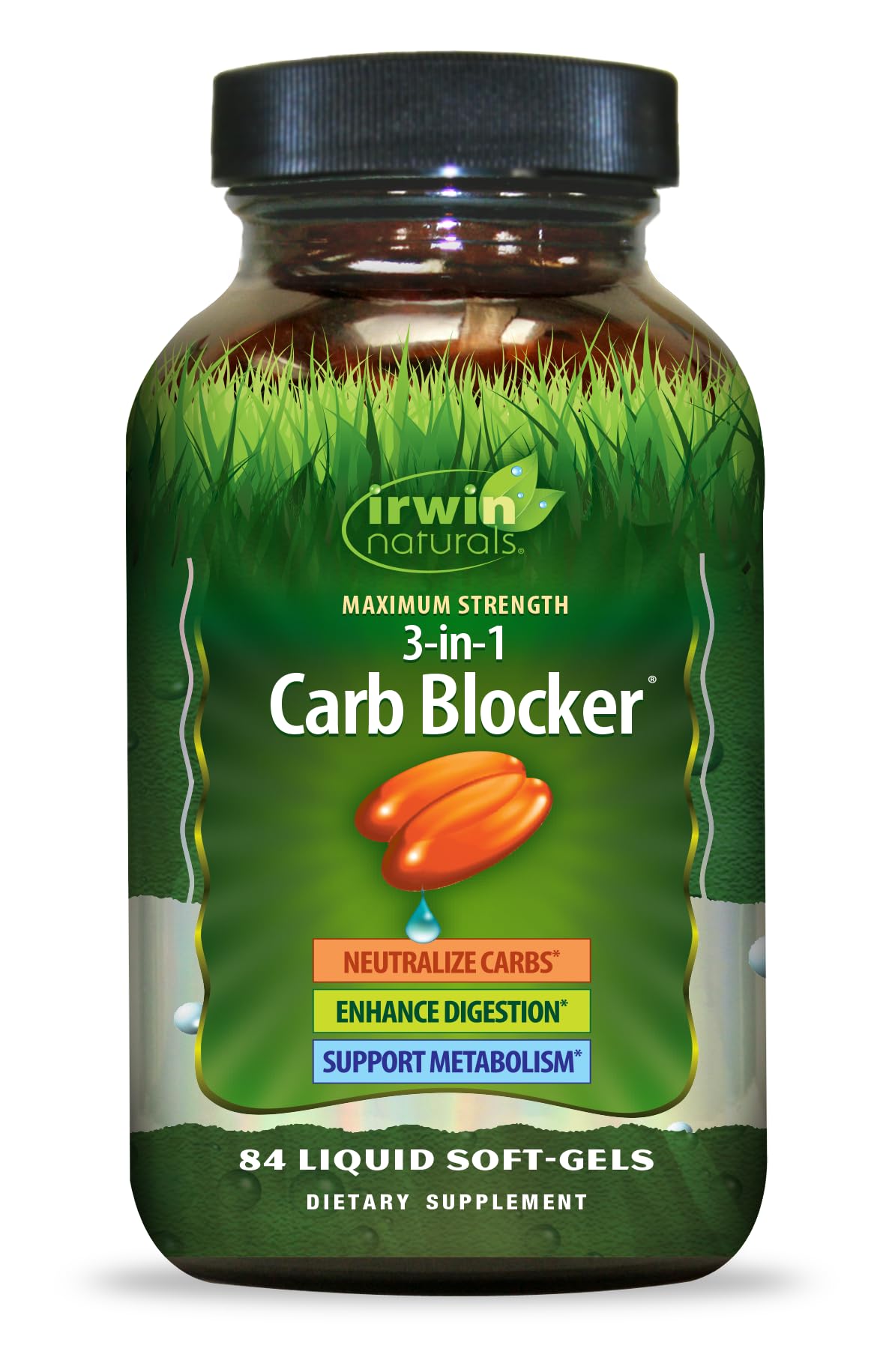 Irwin Naturals Carb Blocker bottle for everyday carb control on the go.
