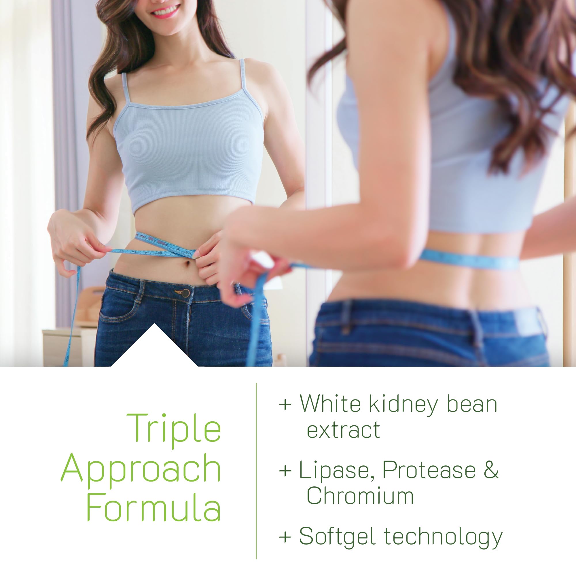 Irwin Naturals Carb Blocker serving size image shows how to take with meals.
