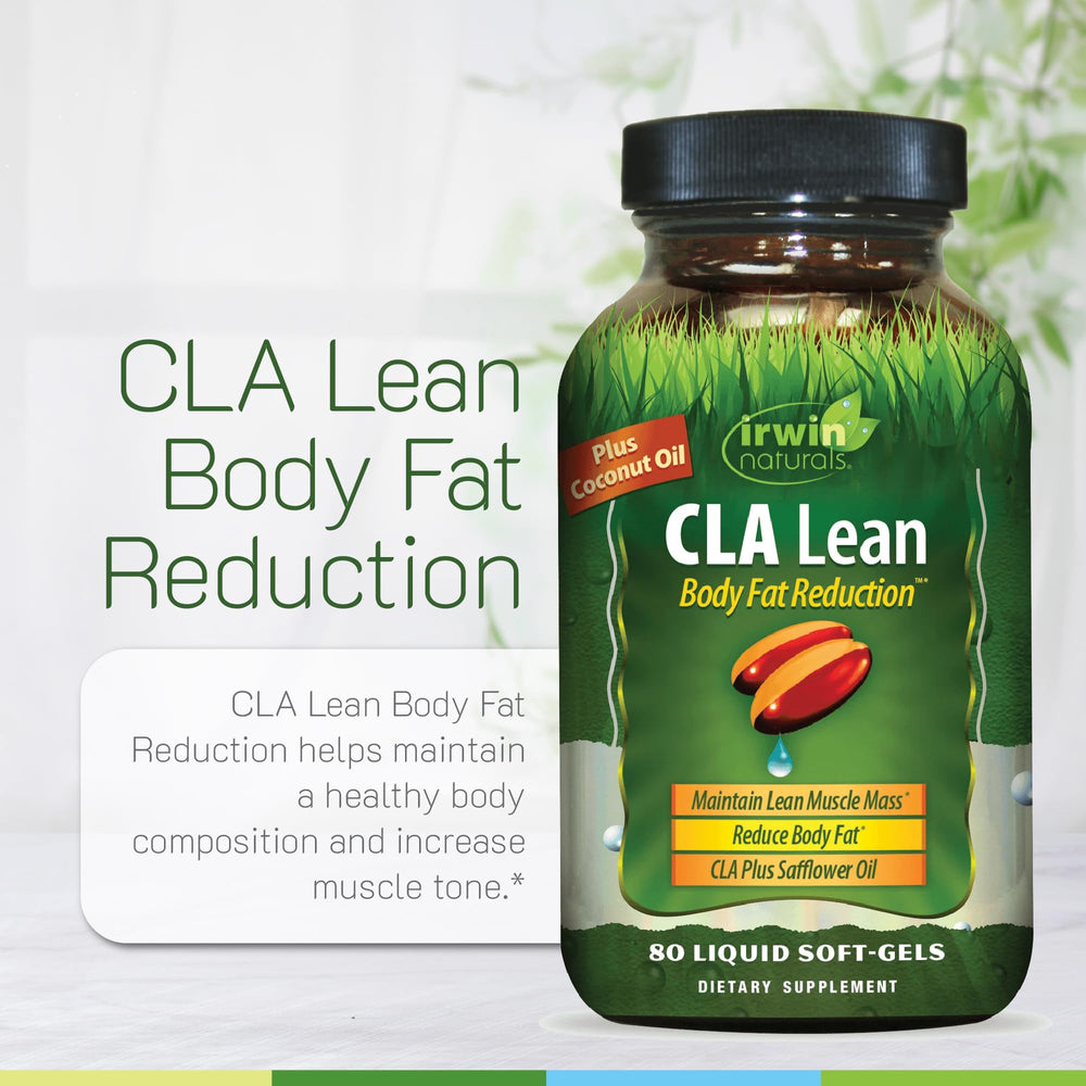 Irwin Naturals CLA facts panel highlighting daily dose and ingredients.
