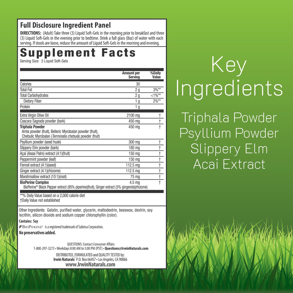 Irwin Naturals Colon Flush bottle back highlights directions and ingredients