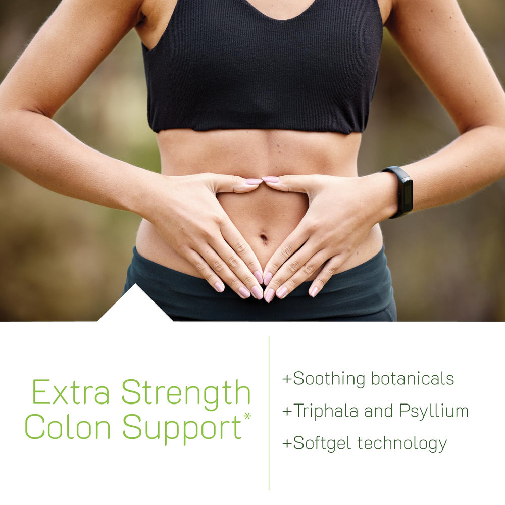 Irwin Naturals Colon Flush soft-gels closeup emphasizes easy-to-swallow capsules