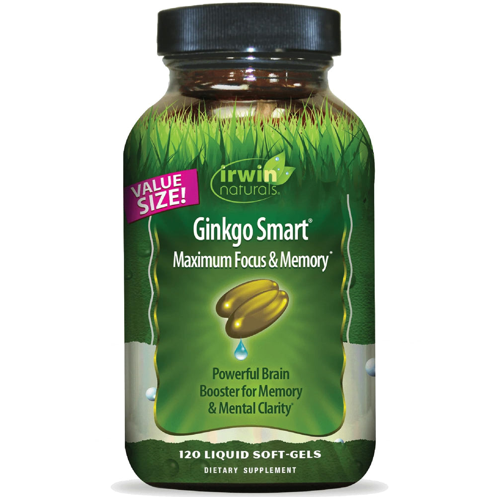 Irwin Naturals Ginkgo Smart bottle pour shows convenient serving for daily focus