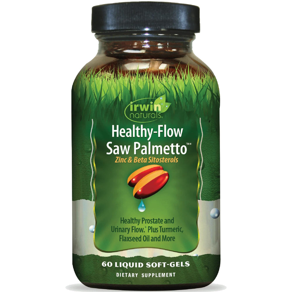 Irwin Naturals Healthy-Flow Saw Palmetto bottle for urinary comfort and routine use