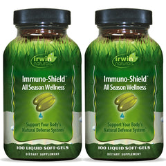 Irwin Naturals Immuno-Shield bottle front for all-season immune support.