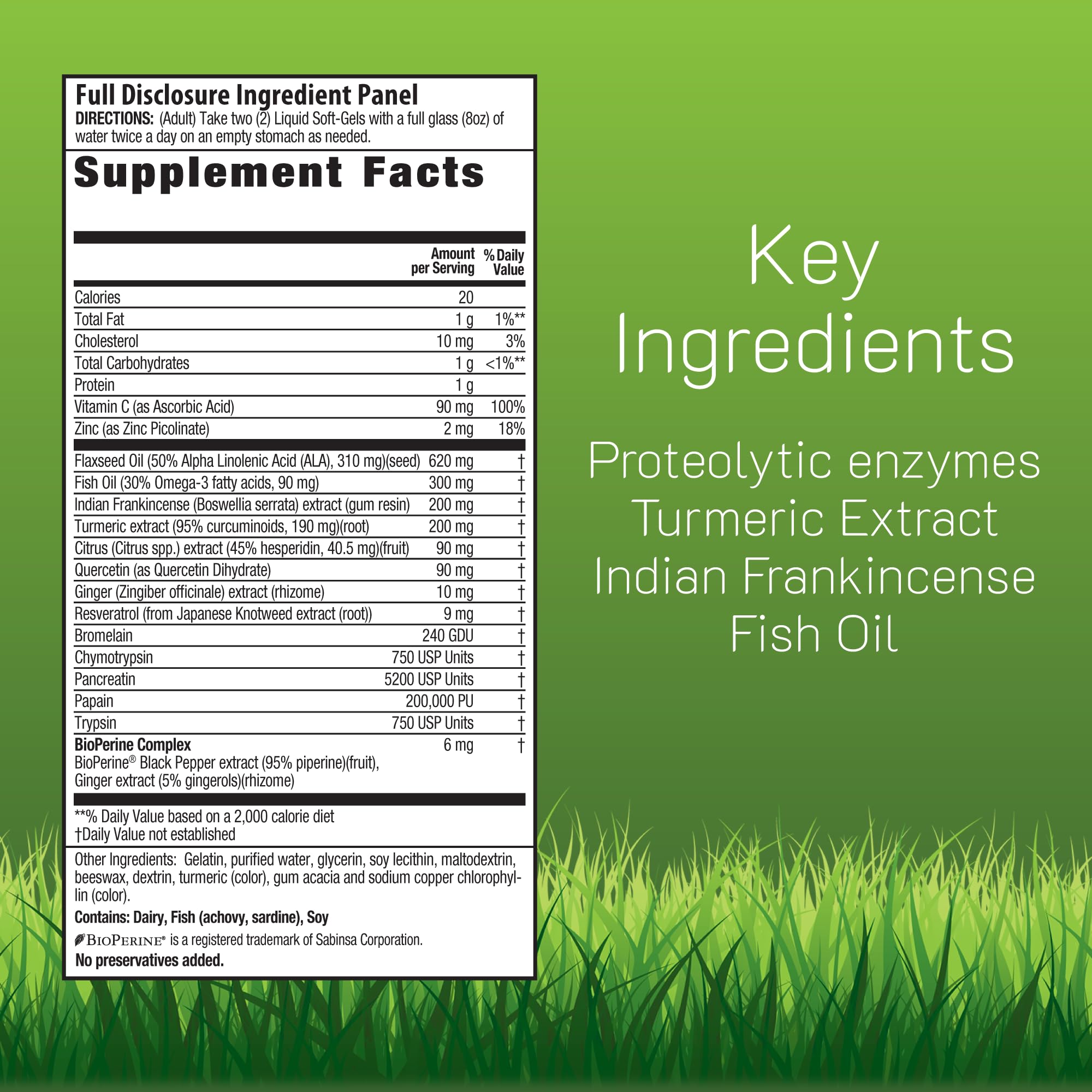Inflamma-Less liquid softgels closeup showing easy-to-swallow capsules for daily use