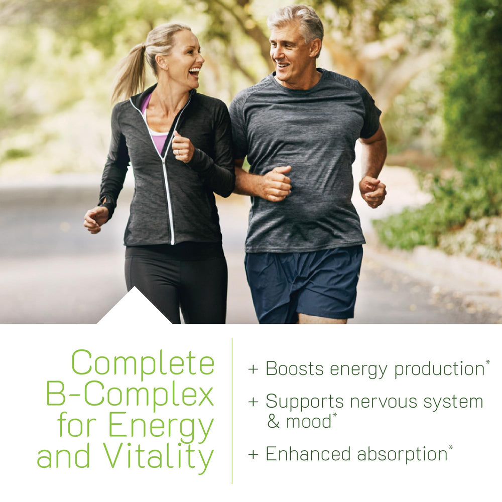 Irwin Naturals Mega B-Complex softgels in bottle for quick daily use.