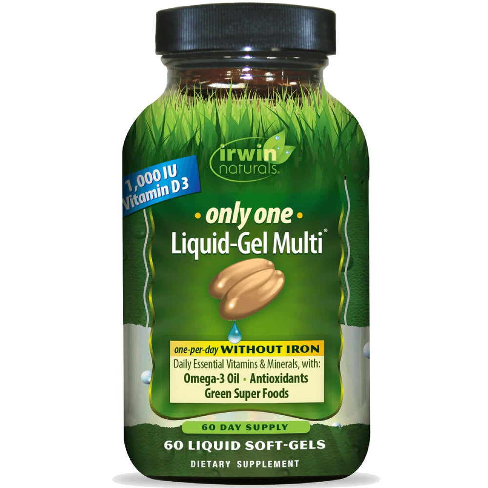 Irwin Naturals Only One bottle shows a single daily multi for easy supplementation