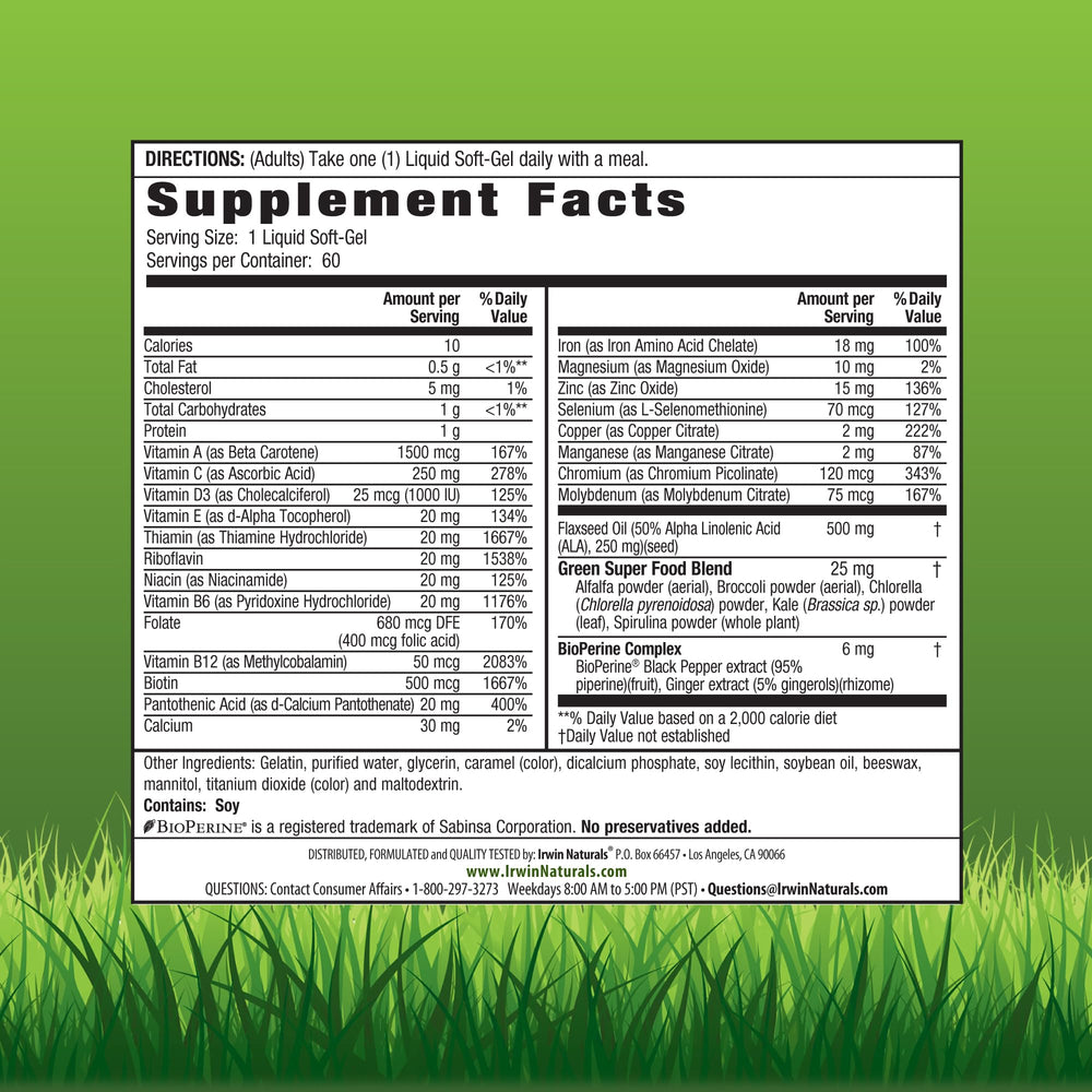 Irwin Naturals Only One label closeup showing iron emphasis