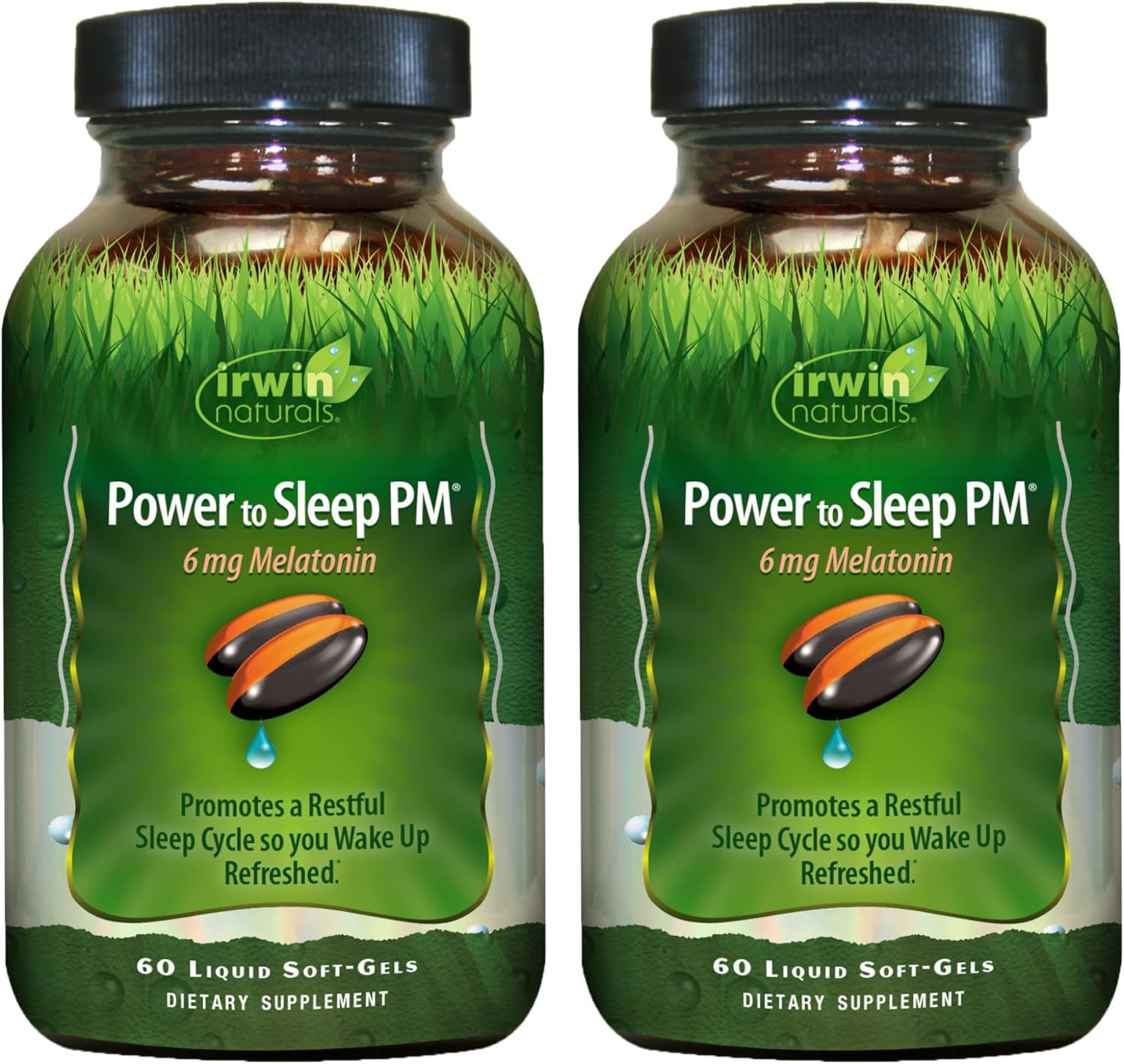 Irwin Naturals Power to Sleep PM bottle-front view for a calming nightly routine