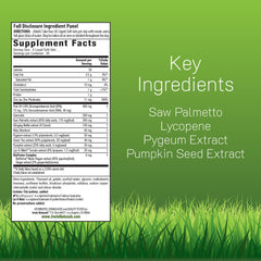 Irwin Naturals Prosta-Strong ingredients panel highlighting saw palmetto and pumpkin seeds