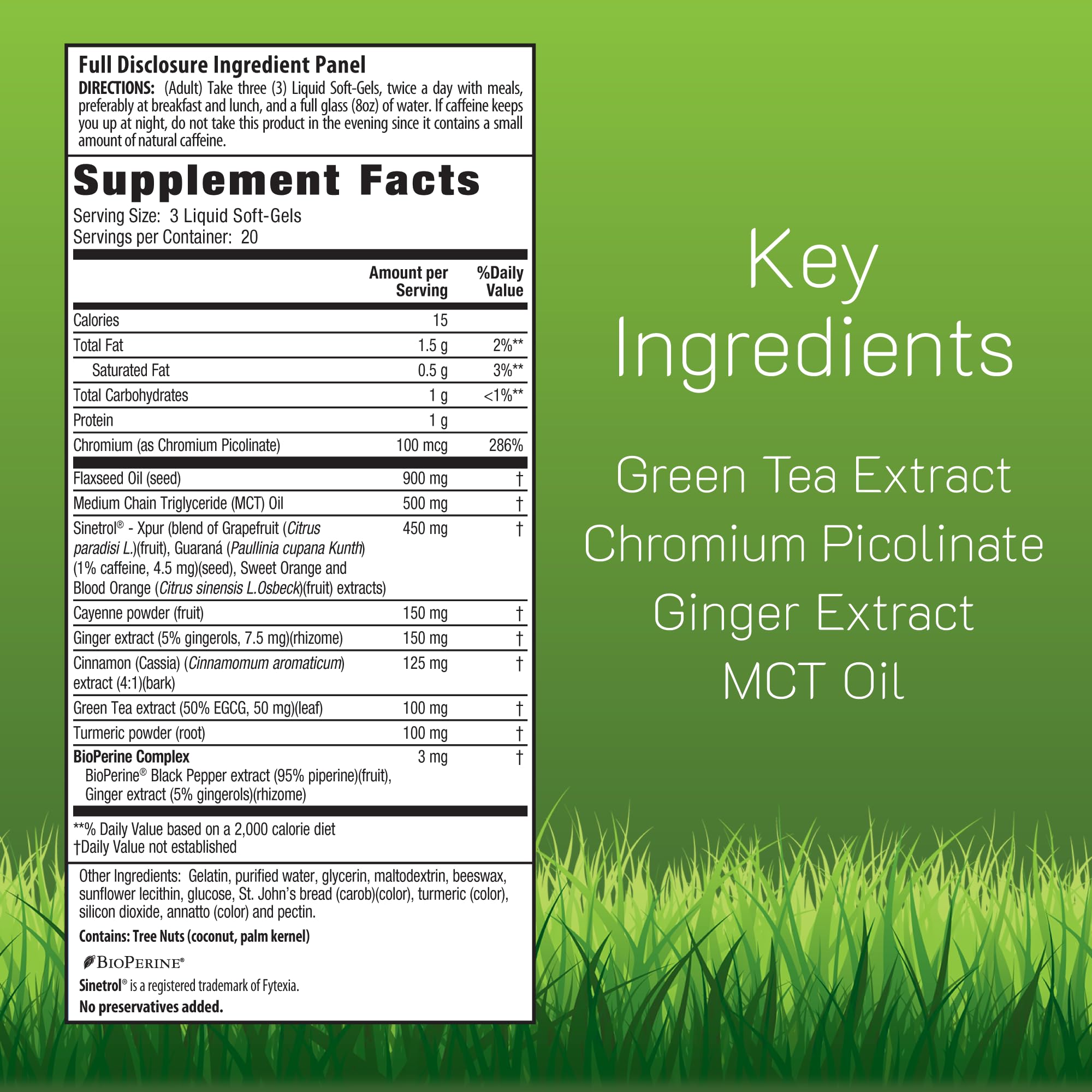 Irwin Naturals Thermo-Burn bottle side showing transparent ingredients list including MCT oil and guarana.