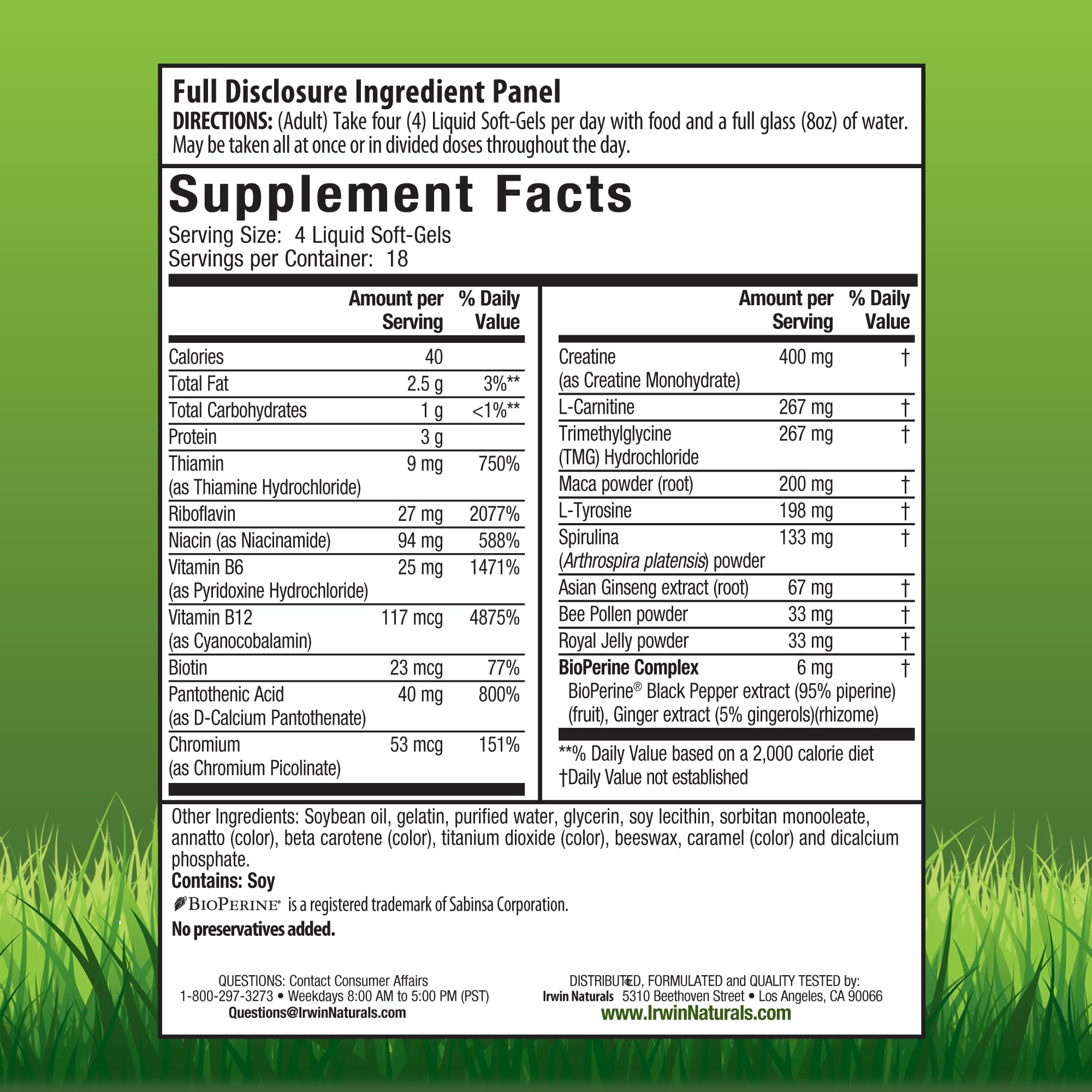 Irwin Naturals Triple-Boost softgels closeup shows smooth, easy-to-swallow capsules.