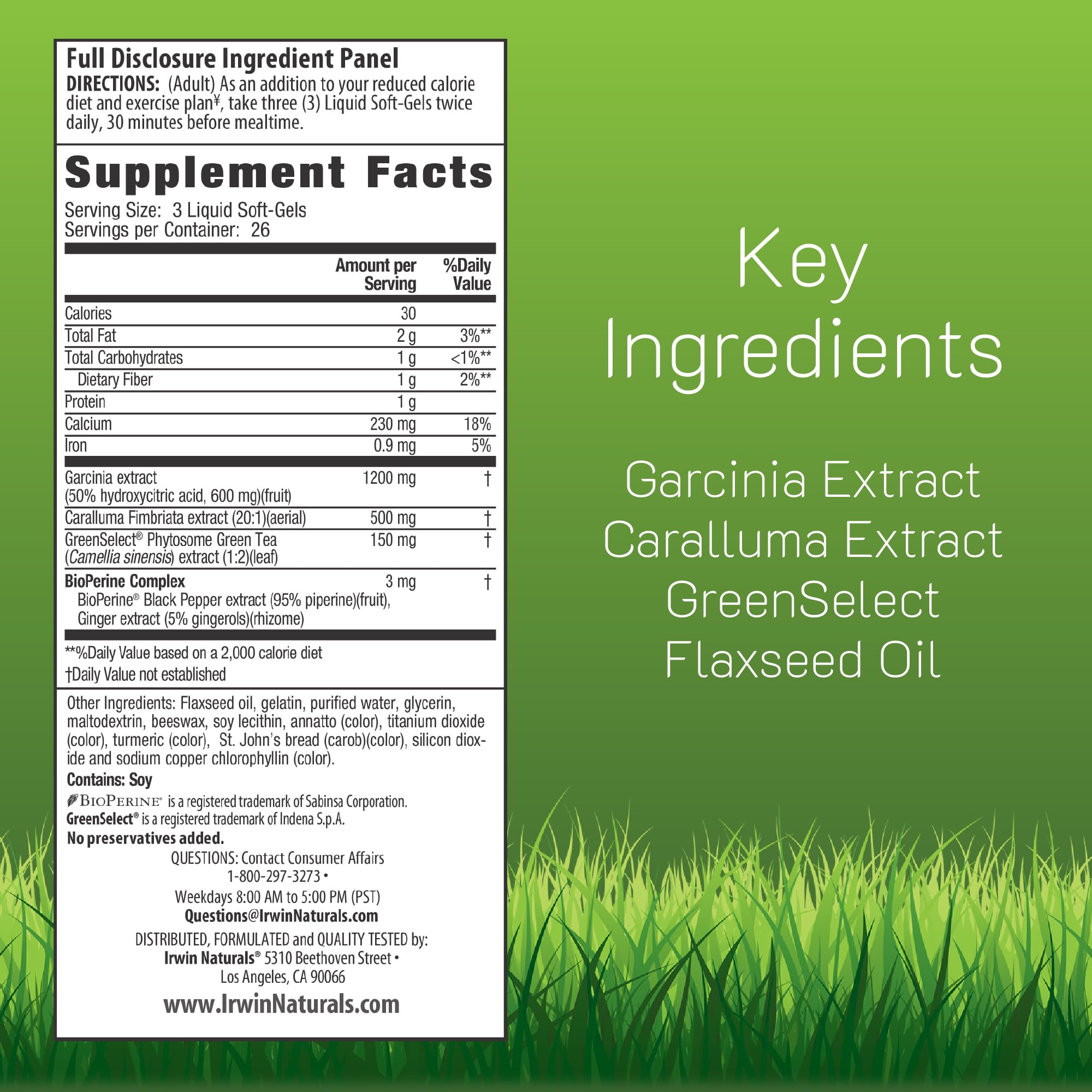Irwin Naturals bottle back label shows ingredients for transparency and informed use
